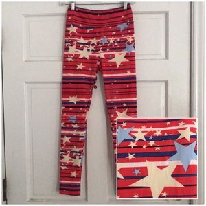 LulaRoe Red, White & Blue STARS & STRIPES Print LEGGINGS *One Size*